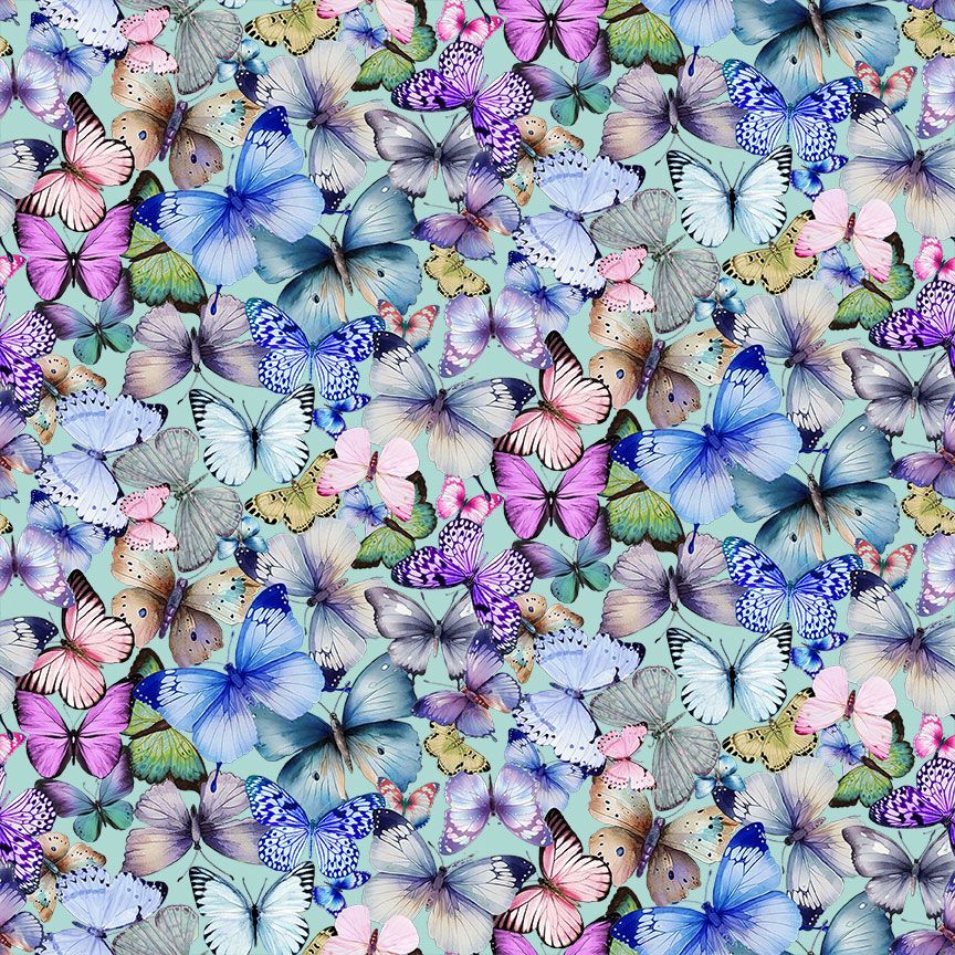 Butterfly Dreams - Tossed Pretty Butterflies Aqua