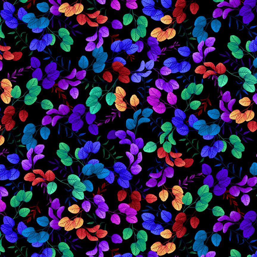 Hacienda - Tossed Bright Leaves, black