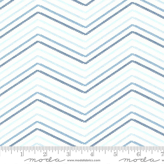 Lakeside Gatherings Flannel - Double Zig Zag Stripes Cloud Cream-Blues