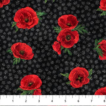Oh Canada Stonehenge - Tossed Poppies Black