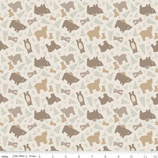 Riley Blake - Flannel Elmer & Eloise Bears Sand