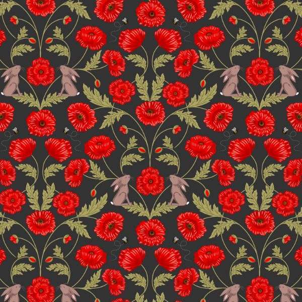 Poppies - Mirrored Poppies and Hares