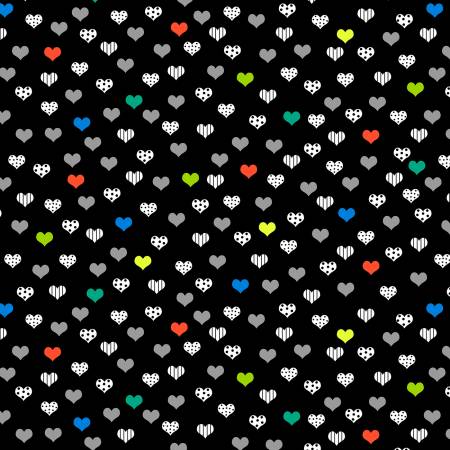 Black Multi Small Hearts
