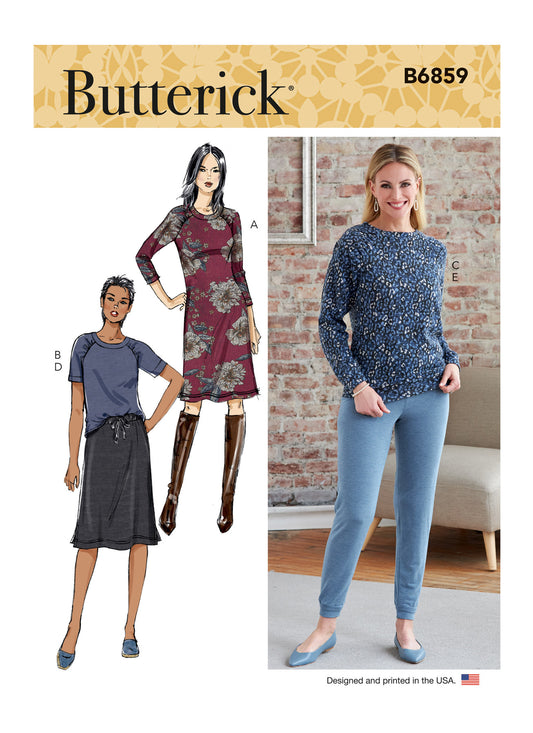 B6859ZZ - Misses' Knit Dress, Tops, Skirt and Pants