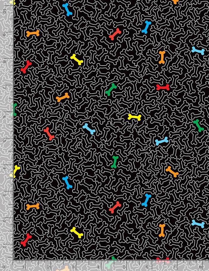 Dapper Dog - Black Colorful and Outline Dog Bones