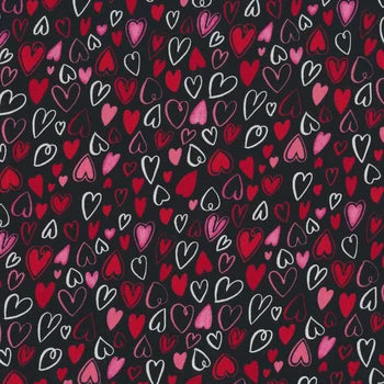 Happy Hearts - Hearts All Over Black