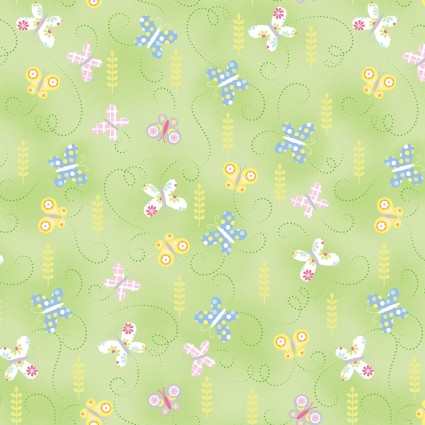 Hippity Hoppity - Springtime Butterflies Green