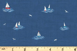 Nautical - Little Boats Dark Blue