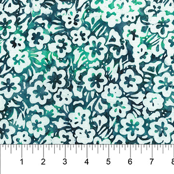 Watercolor Floral Batik - Teal
