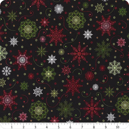 Christmas Night Snowflakes - Black