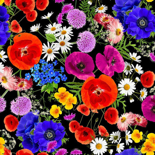 Extra Wide Backing - Large Colorful Bright Florals