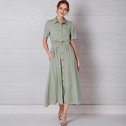 New Look Misses' Button Front Dress with Elastic Waist