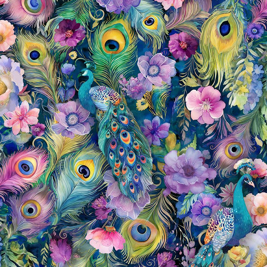Wild Beauty - Peacock Floral & Feathers
