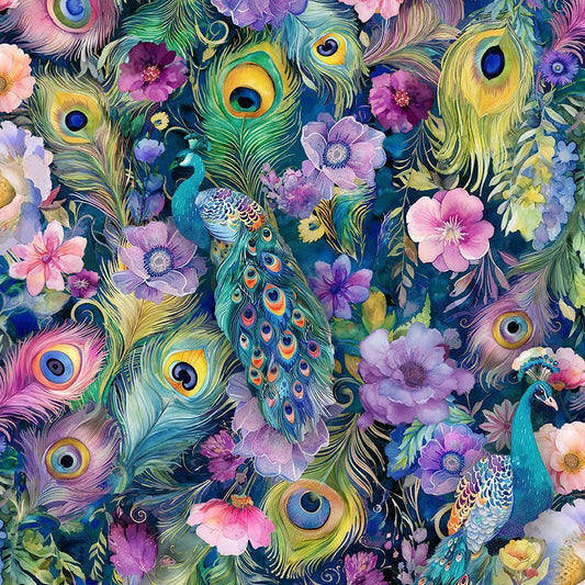 Wild Beauty - Peacock Floral & Feathers