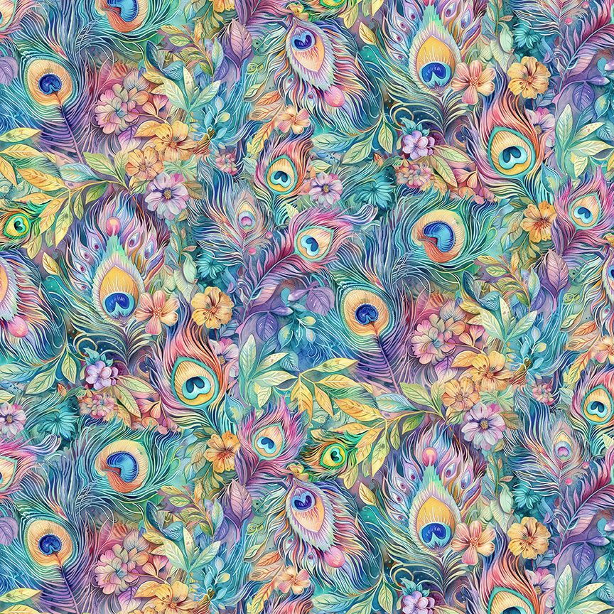 Wild Beauty - Peacock Feathers & Flowers