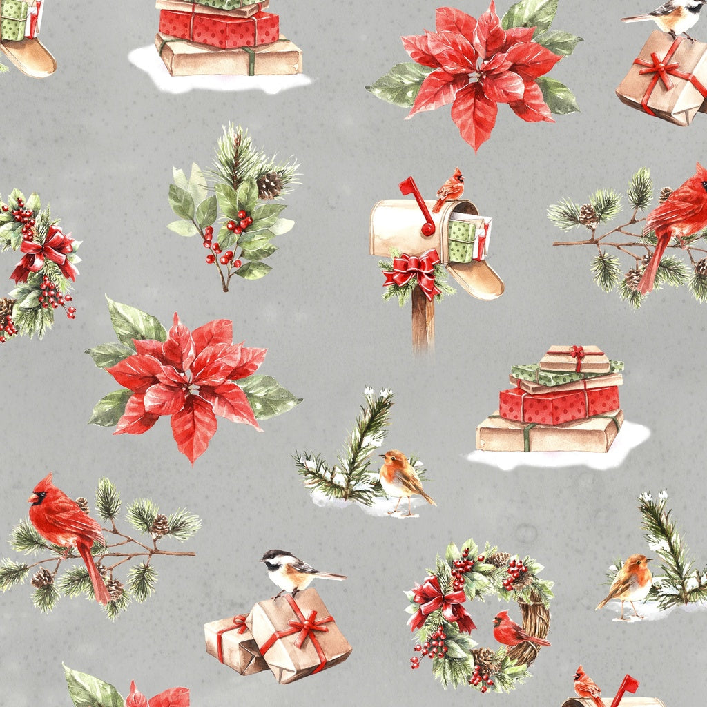 Feathered Festivities - Christmas Icons Gray