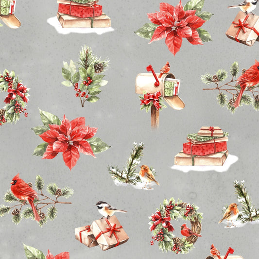 Feathered Festivities - Christmas Icons Gray