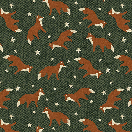 Winter Forest - Fox in Forest Green