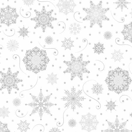 Christmas Night Snowflakes - White/Grey