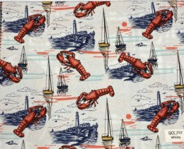 Lobsters by the Bay- Canvas twill, white
