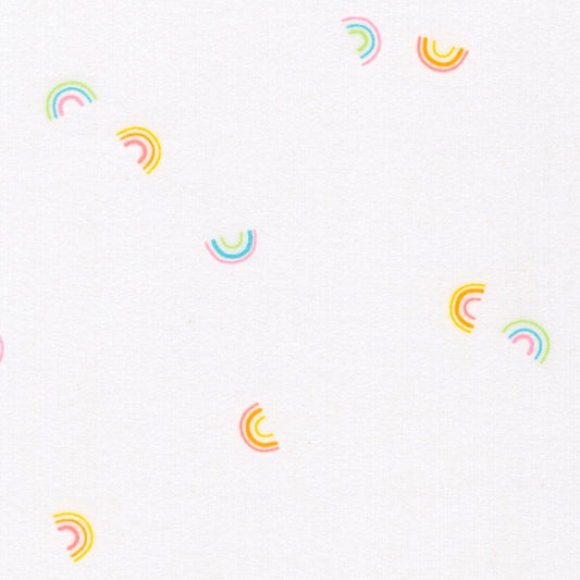 Cozy Cotton Flannel - Rainbows Multi on White