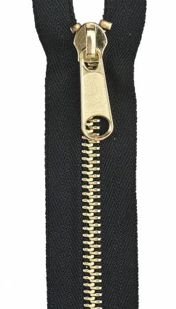 Brass Reversible Separating Jacket Zipper - 22" Black