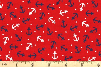 Nautical - Anchors Red