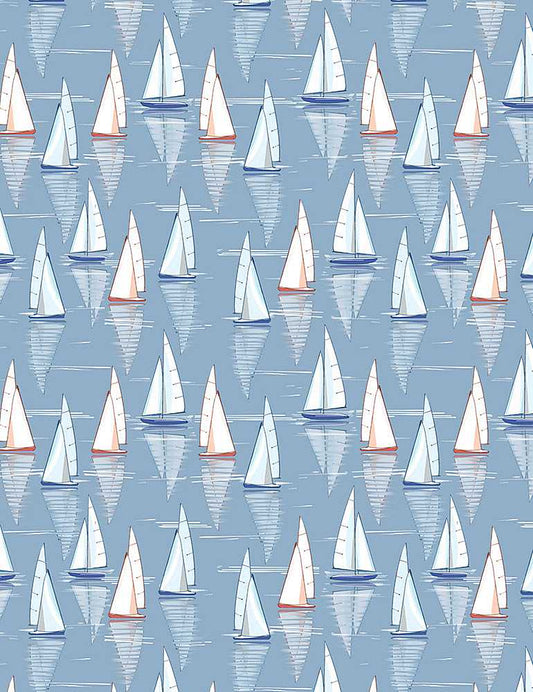 Ocean Blue Sailboats - Blue