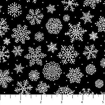 Santa's Tree Farm - Snowflakes on Black