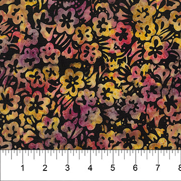 Watercolor Floral Batik - Brown Pink